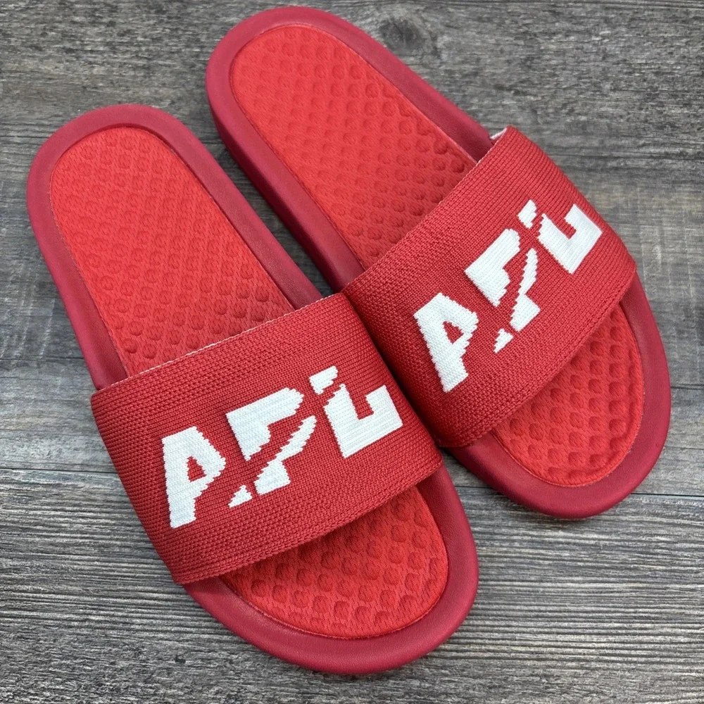 APL Slides Women's 6 BL TechLoom Sandals Red/White NEW